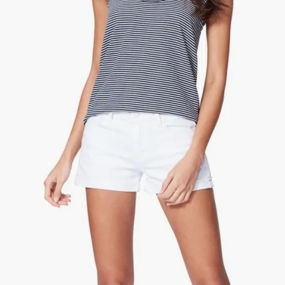 30 Paige White Stretch Denim High Waist Jimmy Jimmy Shorts